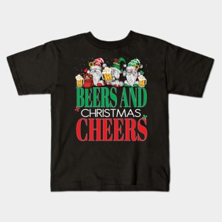 Funny Beers and Christmas Cheers Gnomes Santa Claus Xmas Holiday Season Kids T-Shirt